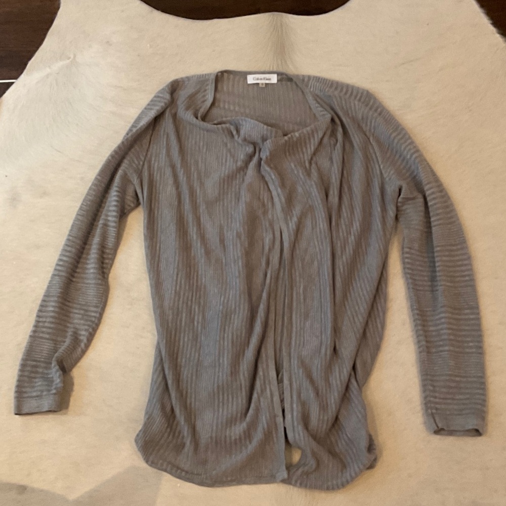 Calvin Klein Light Gray Open Cardigan